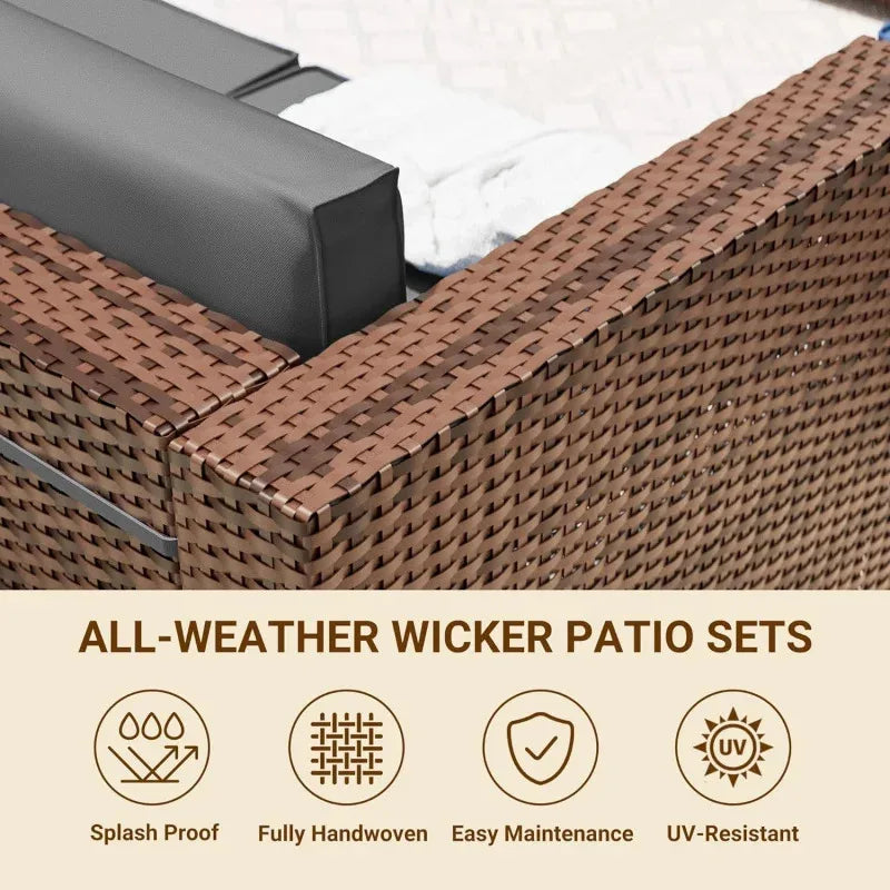 Modular 7-Piece Patio Conversation Set with Coffee Table