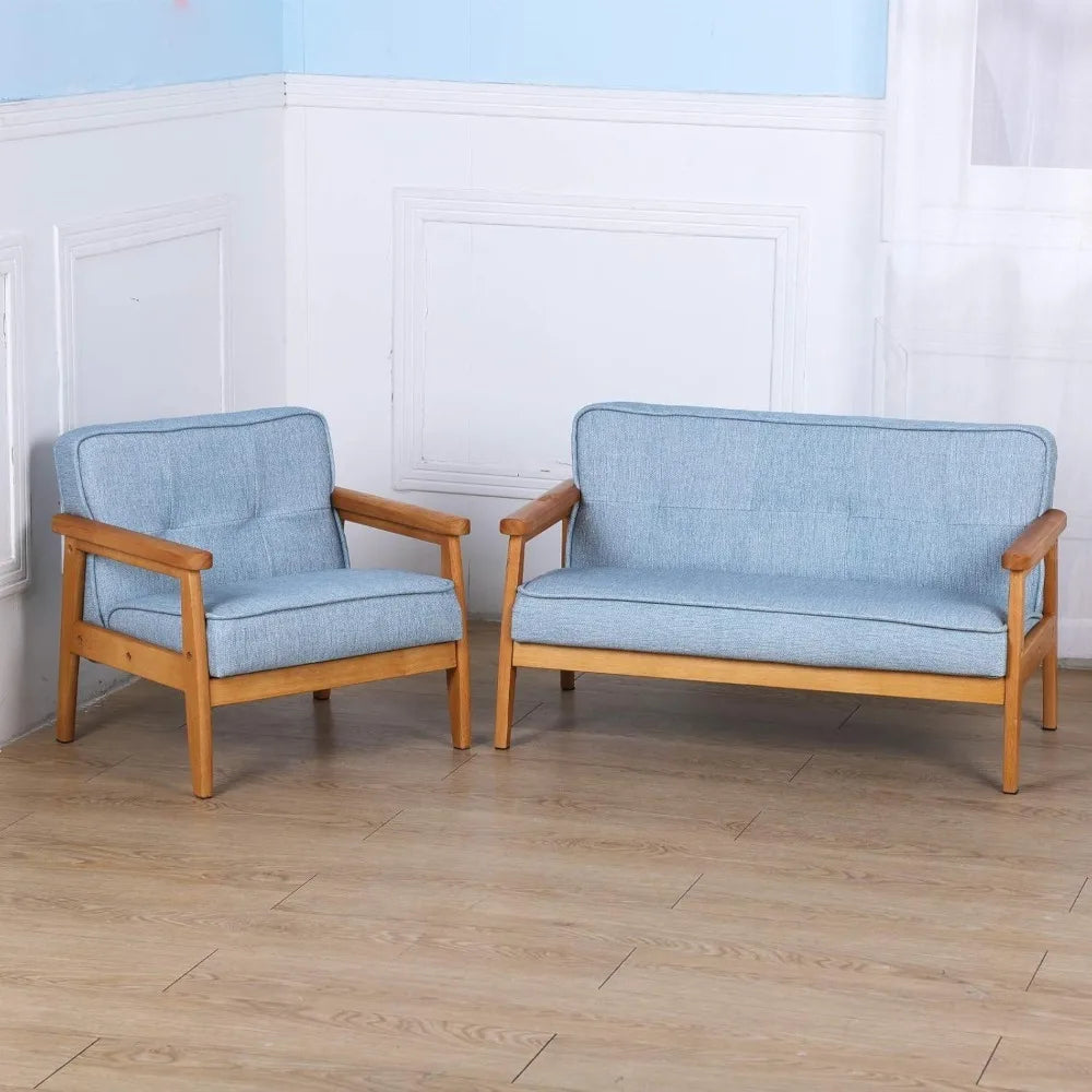 Combination Modern Living Sofa Seater Couch With Wood Arms