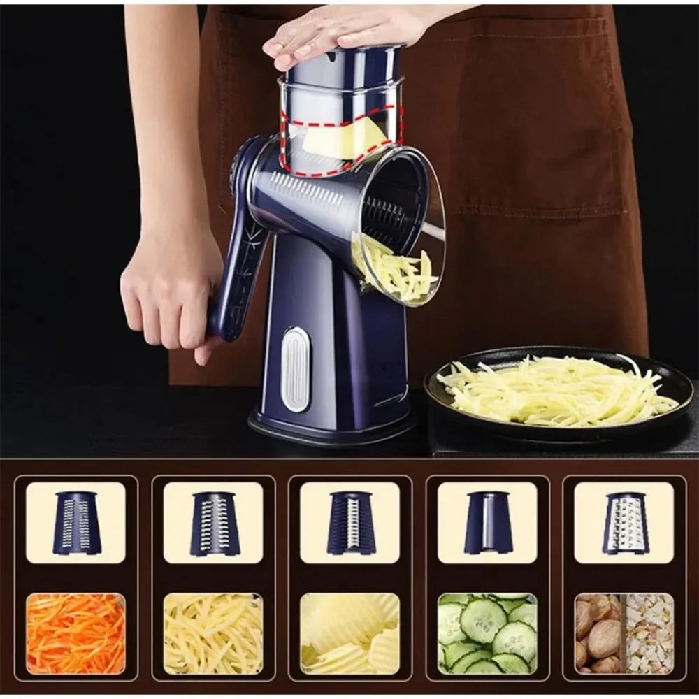 Rotary Vegetable Slicer and Grater 5 In 1 Kitchen Tool