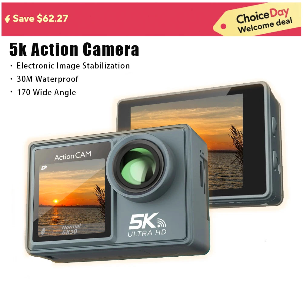 4K Action Camera with Electronic Stabilizer for Extreme Sports