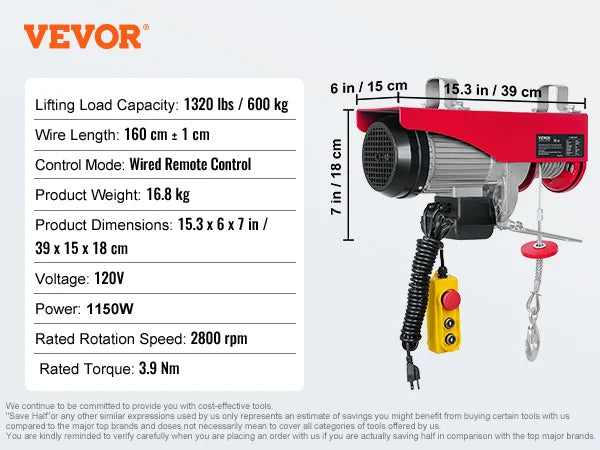 Succebuy Electric Hoist 200 To 800kg With Wired Wireless Remote