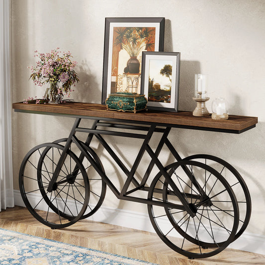 Tribesigns Industrial Console Table With Bicycle Metal Base