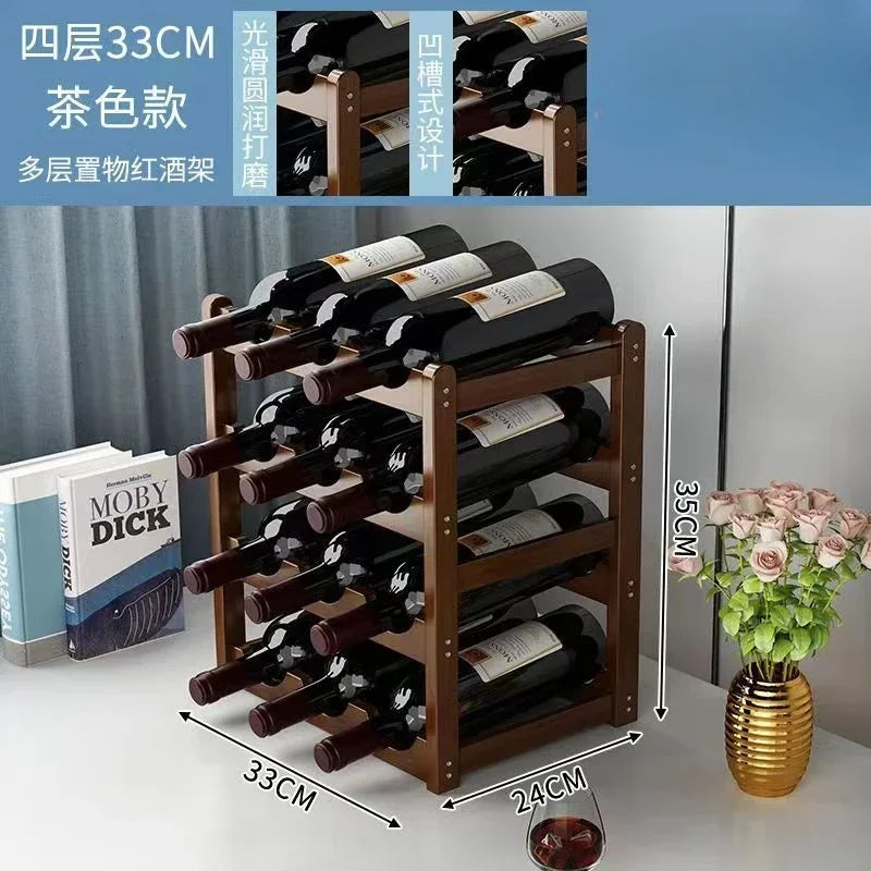 Wooden Wine Rack Display Grid Storage Shelf For Tabletop