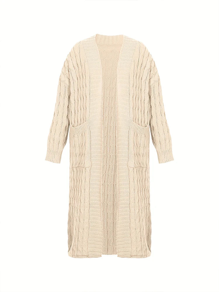 Women's Long Cardigan With Pockets Knit Sweater Acrylic