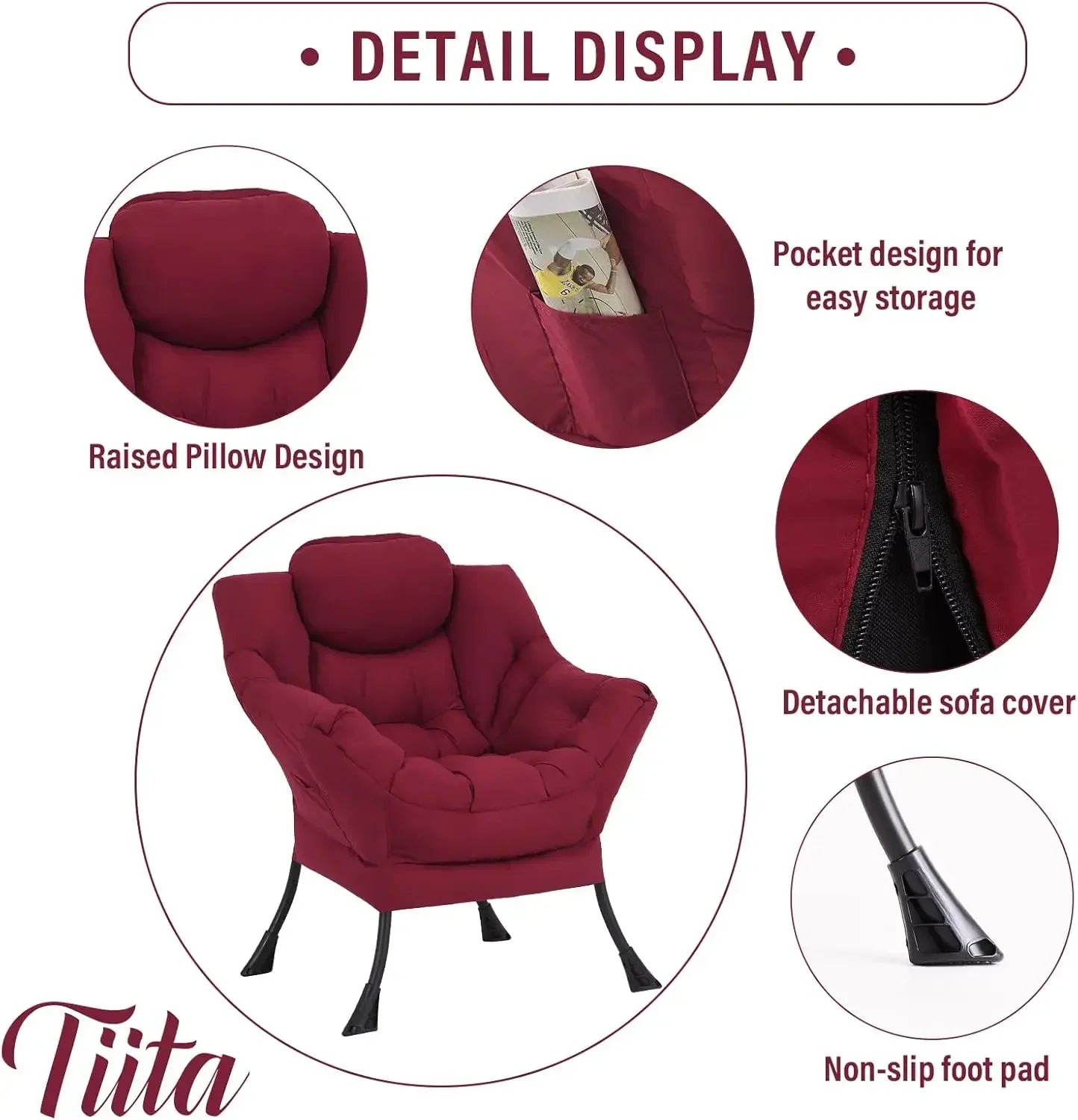 Tiita Modern Ottoman Style Lazy Chair for Relaxation