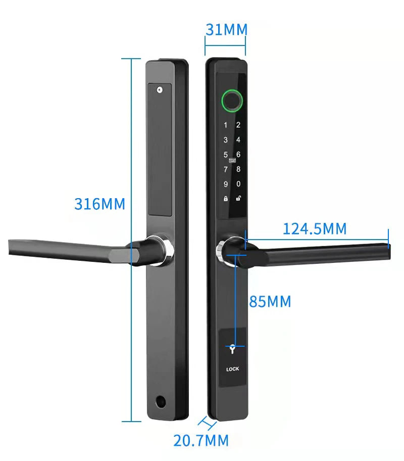 ZhdCookey Electronic Door Lock APP Remote Unlock Waterproof Fingerprint IC Card Password Aluminum Alloy Sliding Door Smart Lock