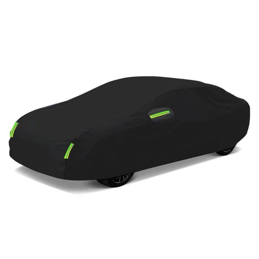 Universal Black Car Cover with Reflective Strips for All Vehicles