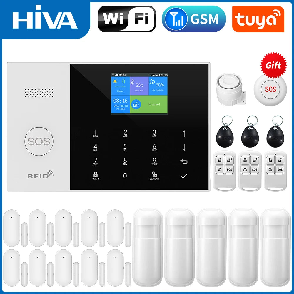 New Wireless Home Alarm System GSM WiFi Motion Sensor Detector Burglar Alarm Tuya SmartLife App Garden Home Alarm PG105
