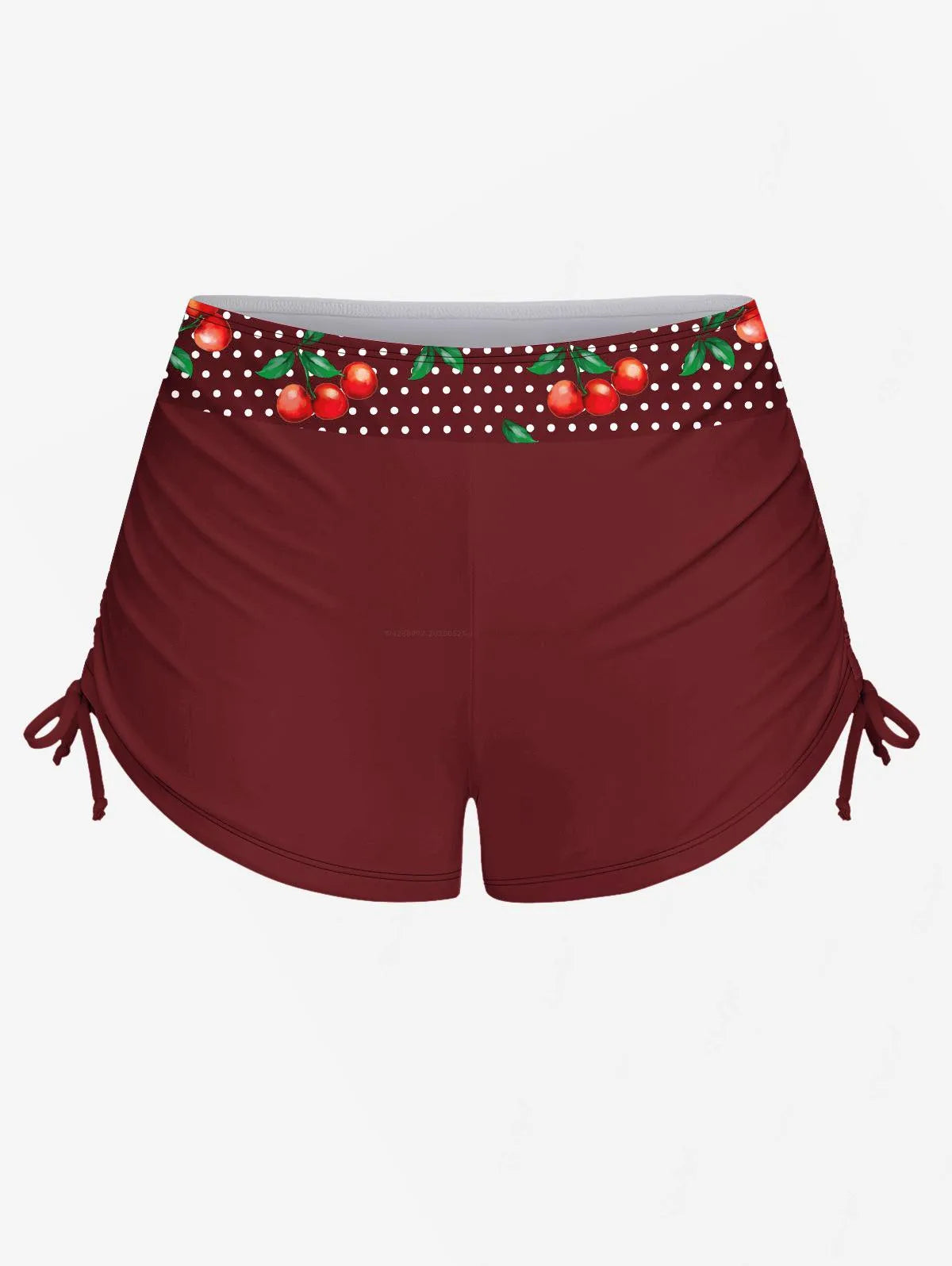 Retro Cherry Dots Print Halter Tankini Swimsuit for Women