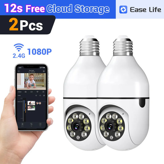 2Pc Wireless Light Bulb Security Camera With Two Way Audio