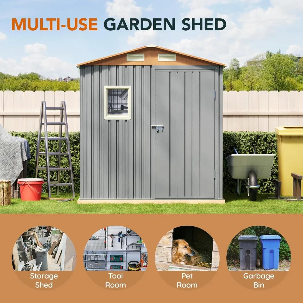 MultiUse Steel Garden Shed With Lockable Doors And Window Vent