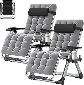 Zero Gravity Outdoor Lounge Chair Pair With Cushions