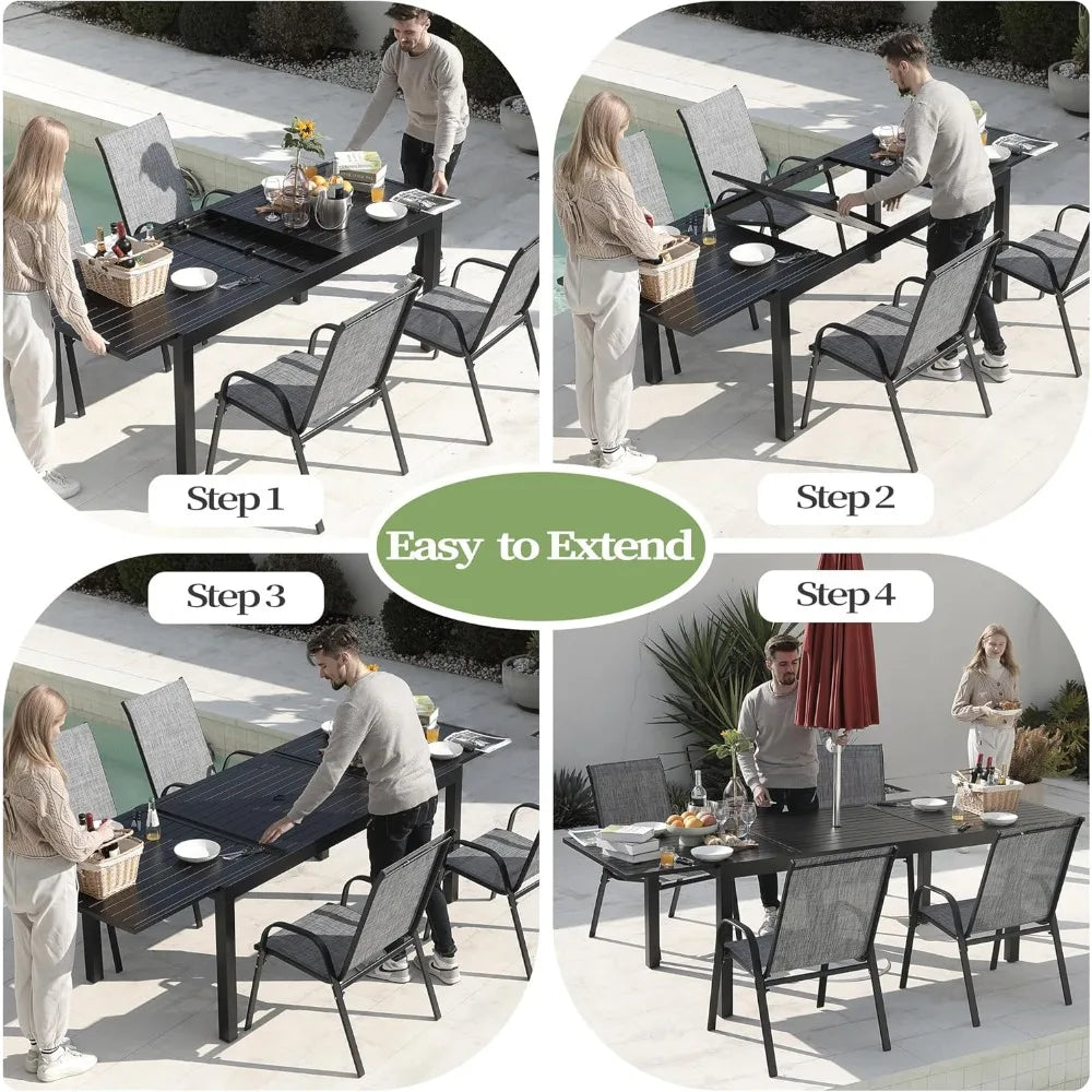 HUANZHUANG Outdoor Dining Set Aluminum Table And Chairs