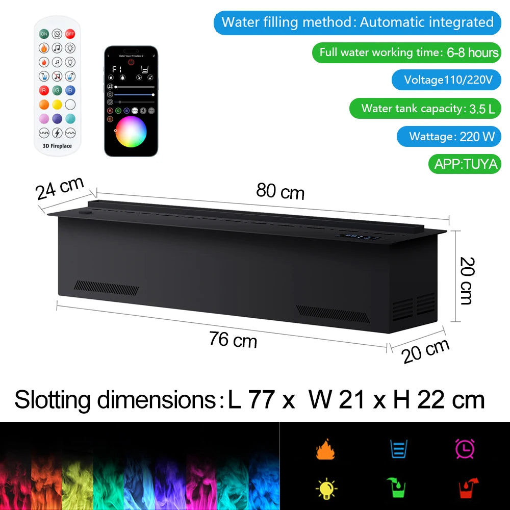 AFLYEVER Smart Atomization Fireplace With 3D Flame And Remote