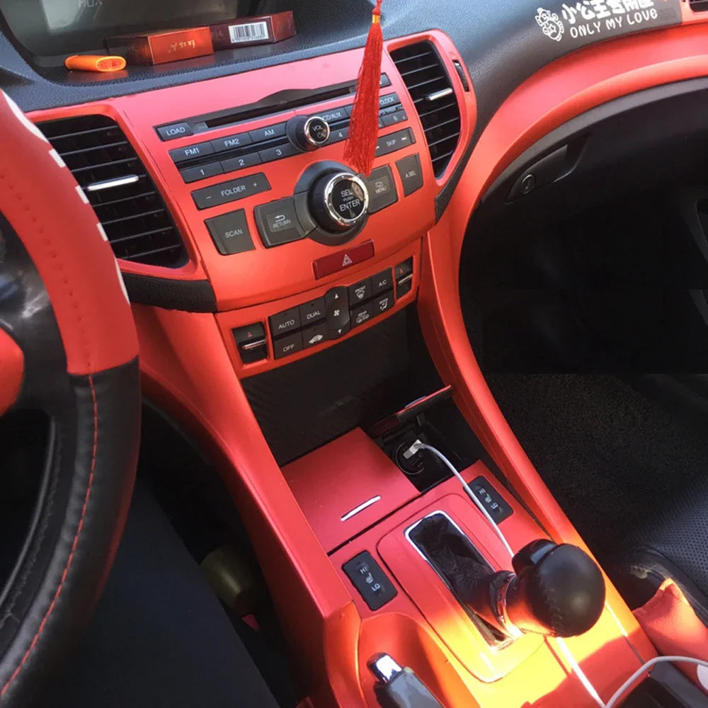 Car Styling Carbon Fiber Interior Center Console Color Change Molding Sticker Decals for Honda Acura TSX 2009 to 2013