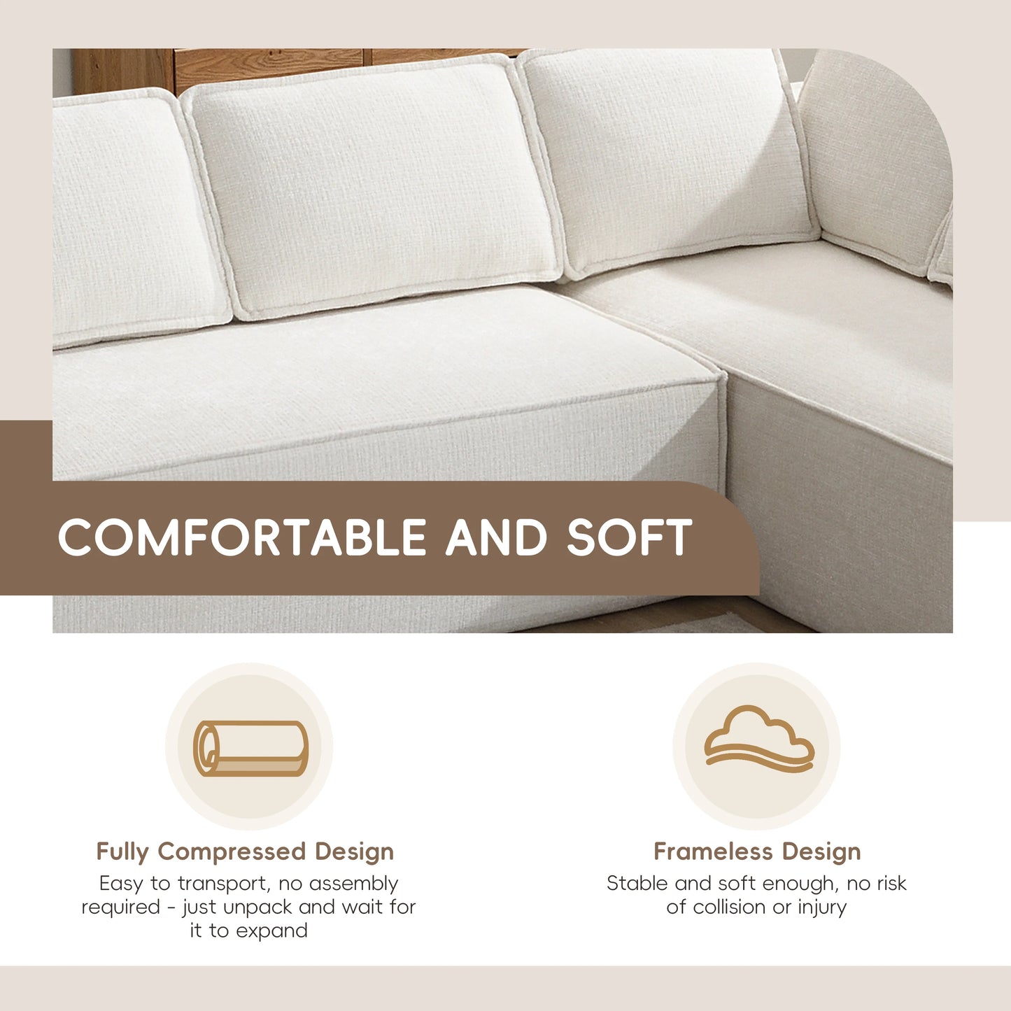 WavesloopCN Minimalist Modular Sectional Sofa Chenille