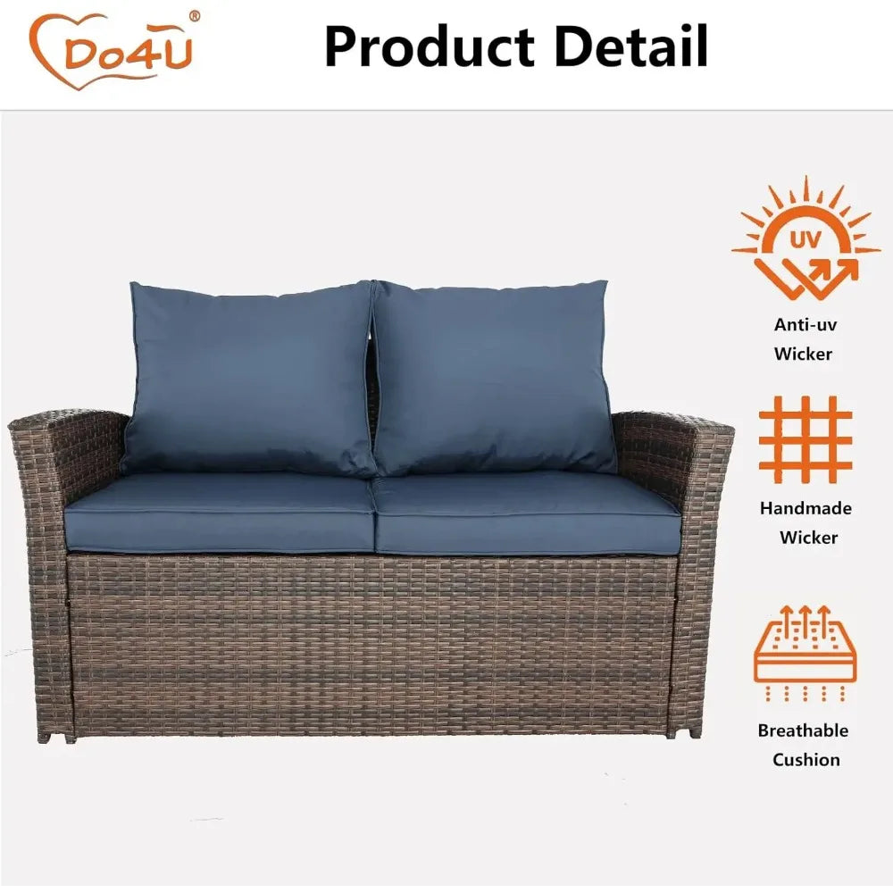 3 4 5 Pieces Patio Furniture Sets Outdoor Sectional Wicker Set Outdoor Conversation Set Patio Loveseats with Coffee Table