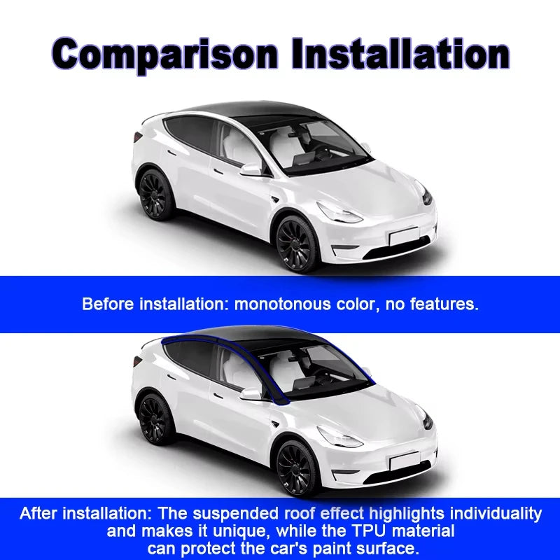 Customized Suspended Roof Film Invisible Car Body Suit Black TPU Protective Film for Tesla Model Y 2020 to 2023