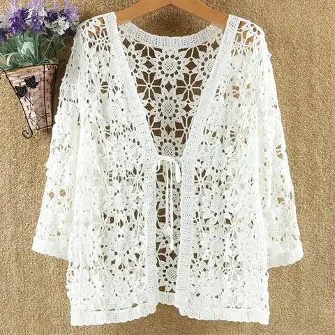 Pateekate Hollow Lace Cardigan Sweater for Women