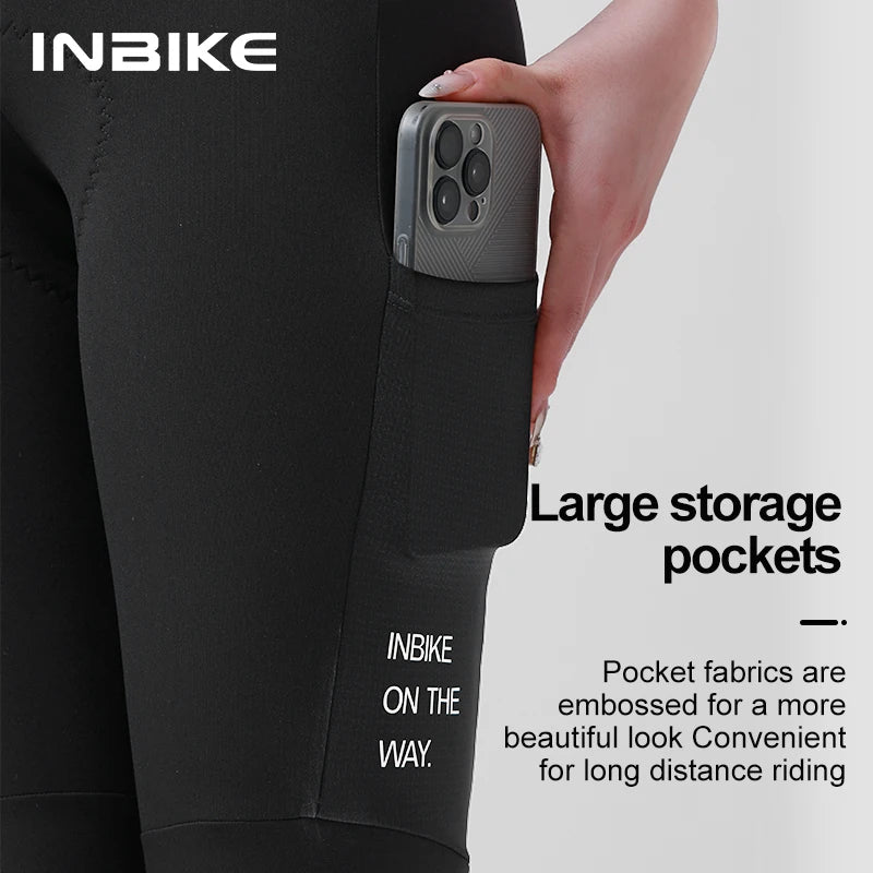 INBIKE Winter Cycling Bib Pants Women With Pockets Fleece