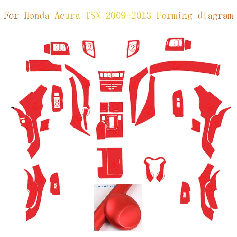 Car Styling Carbon Fiber Interior Center Console Color Change Molding Sticker Decals for Honda Acura TSX 2009 to 2013