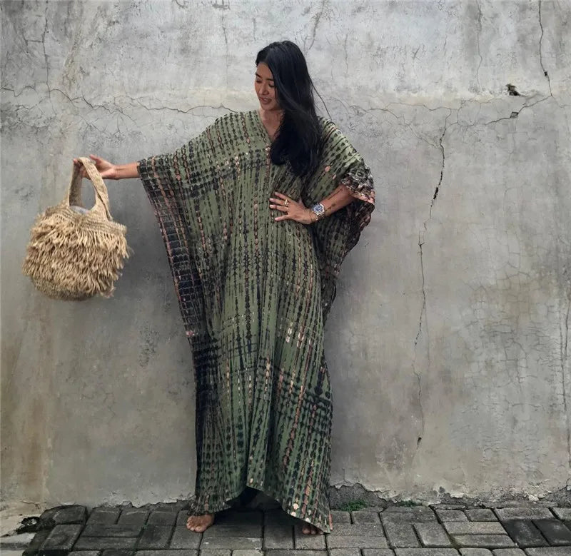 Plus Size Women Beach Coverup Casual Kaftan Swimwear Dress