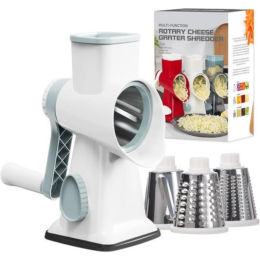 Versatile 3 in 1 Rotary Cheese Grater and Vegetable Slicer