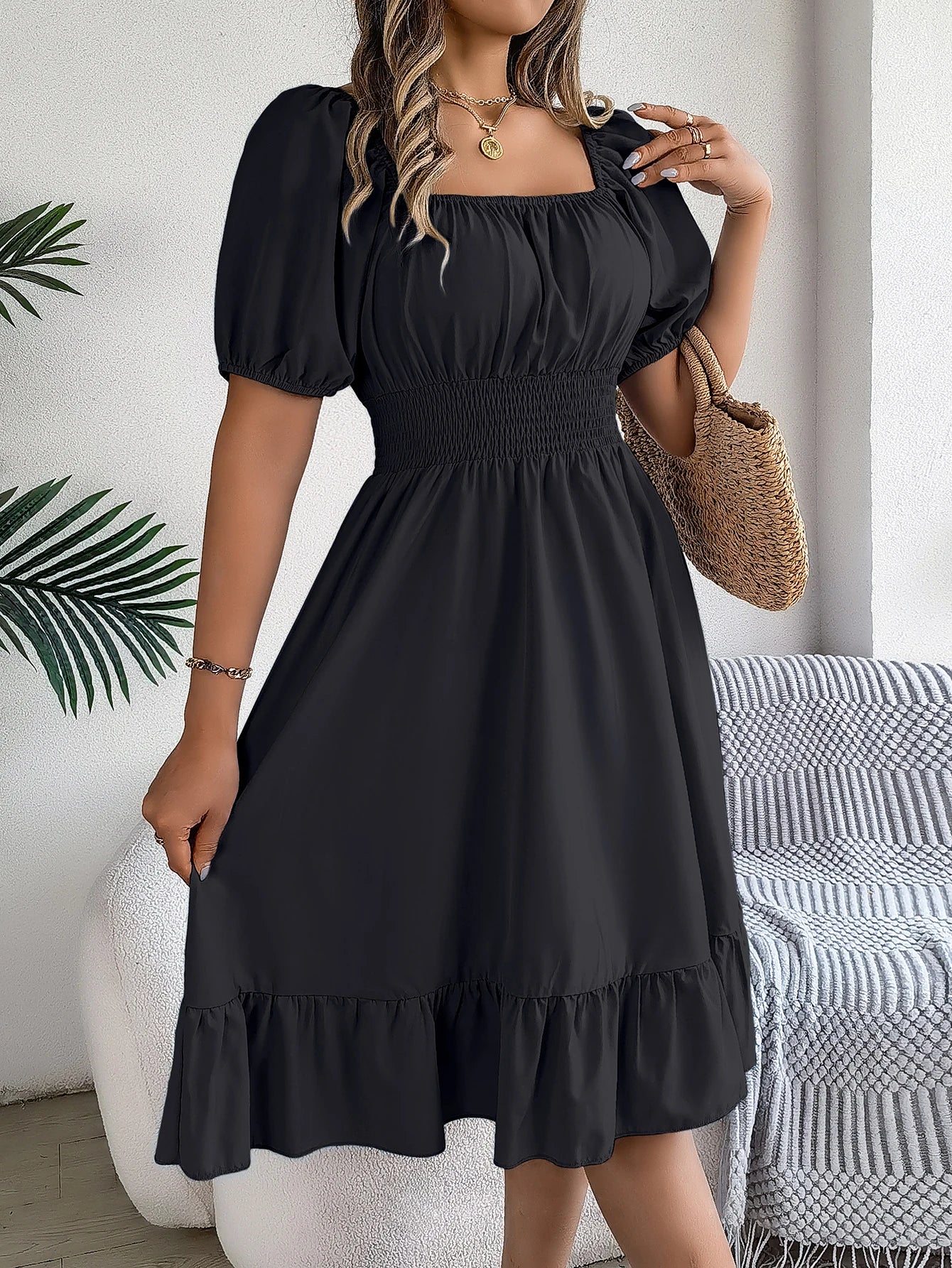 LUSMAYCN Elegant Spring And Summer High Waisted Dresses