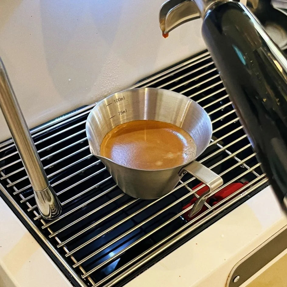 Stainless Steel Espresso Measuring Cup with Handle and Spout