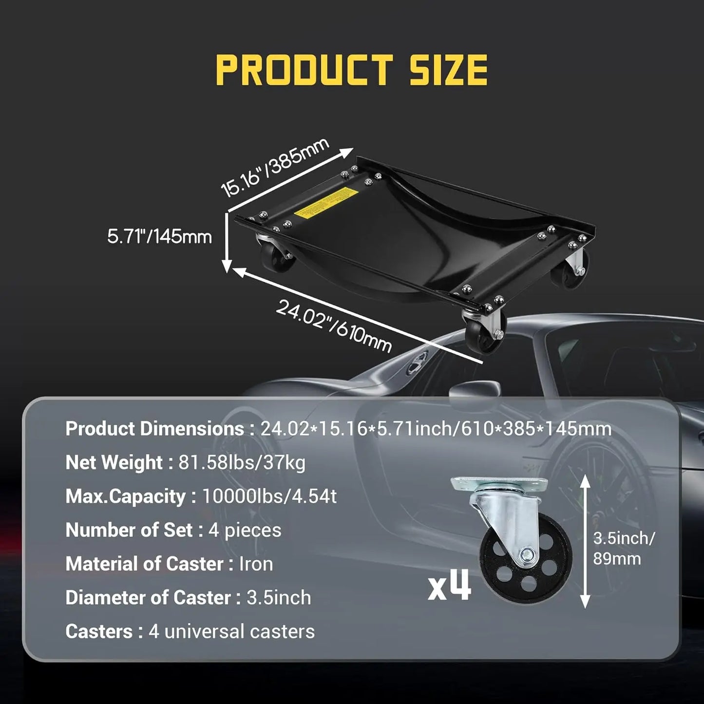 Studyset 10000 Lb Car Dolly Set Heavy Duty Wheel Pack