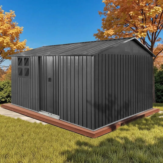 Outdoor Steel Storage Shed With Window And Sliding Doors