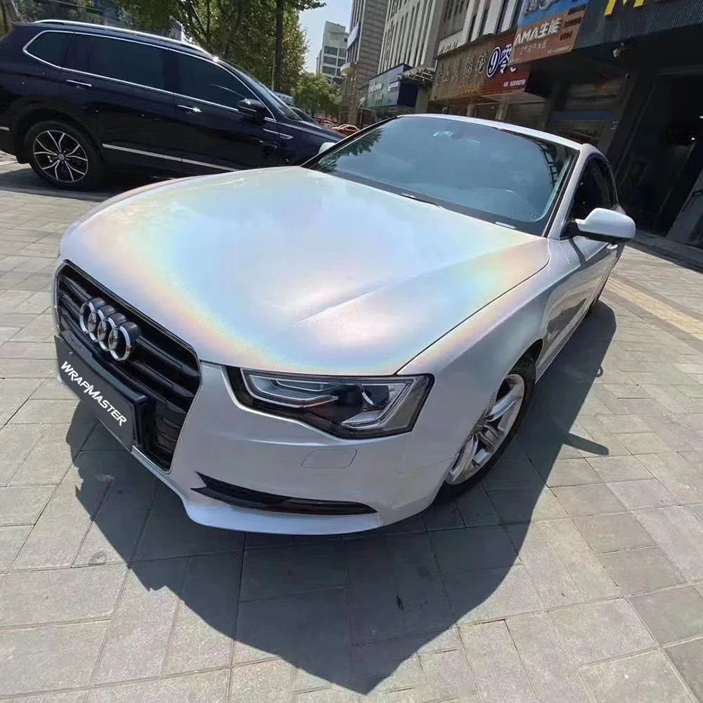 Wrapmaster Colorful Car Body Film Matte Laser White Chrome Vinyl Wrap 5M 10M 18M