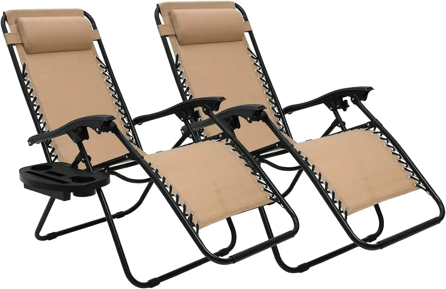 Folded Outdoor Zero Gravity Folding Lounge Chair Cup Holder