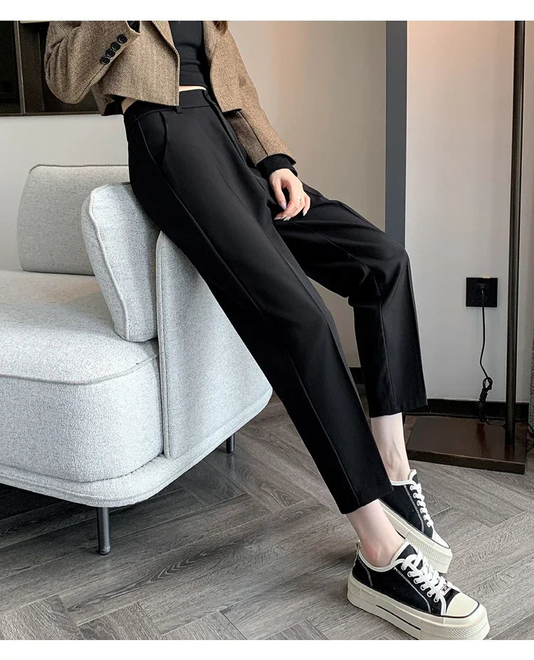 Women’s High-Waisted Casual Loose Ankle-Length Work Pants