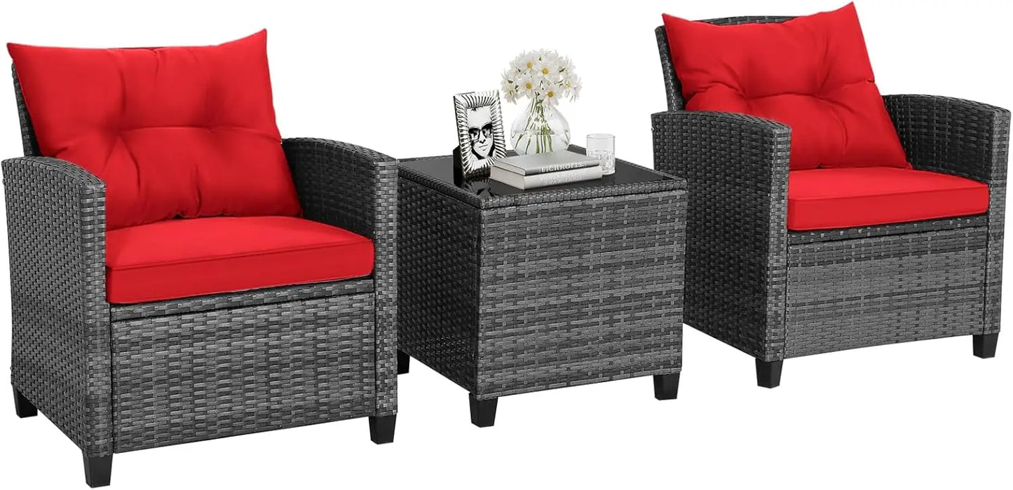 Patio Conversation Set with Washable Cushions and Coffee Table