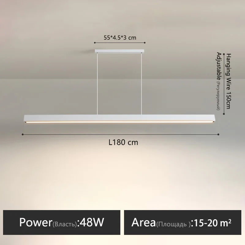 Modern Dining Room Chandelier LED Linear Pendant Light for Dining Table Kitchen Bar