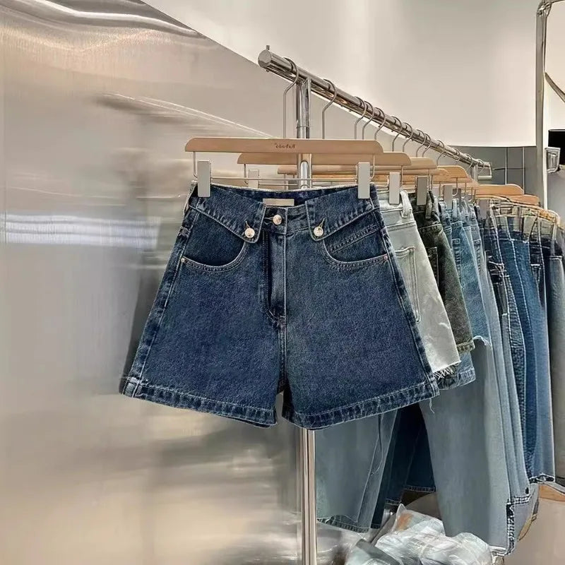 CN Zhejiang Women High Waisted Loose Fit Denim Shorts