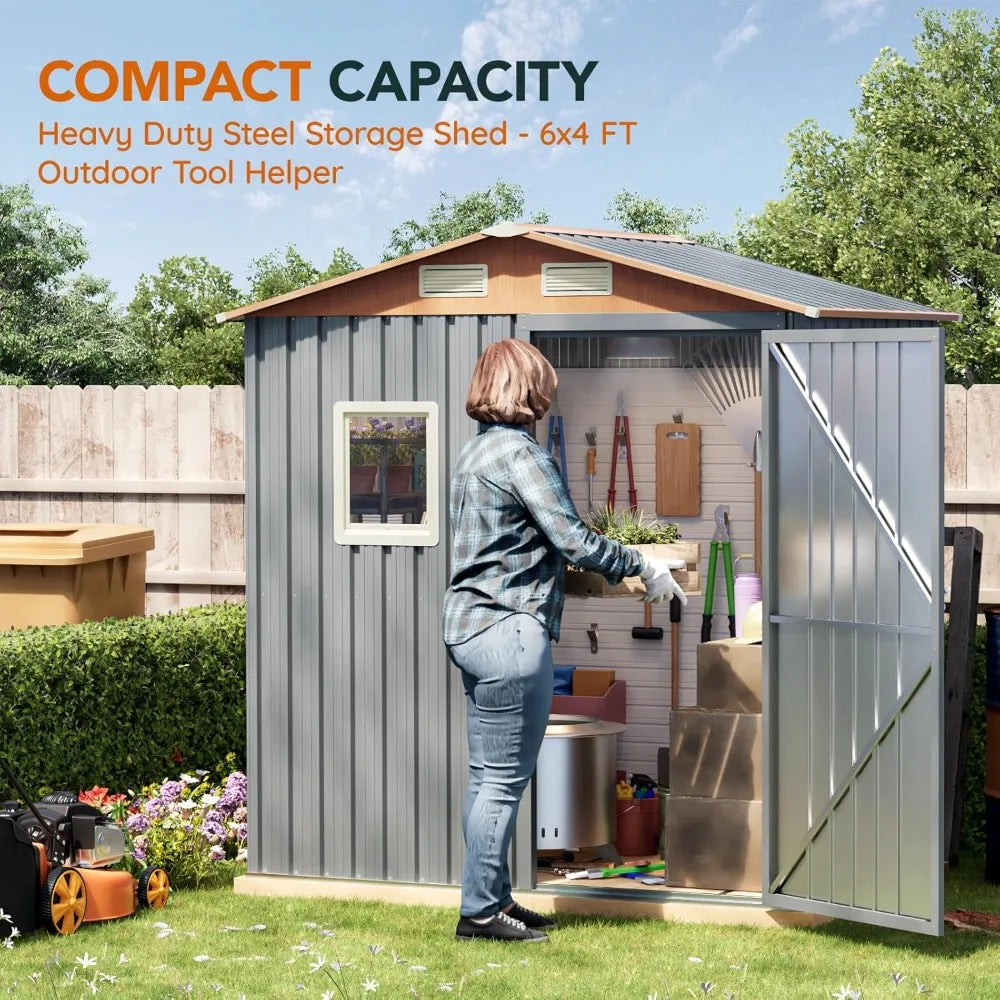 MultiUse Steel Garden Shed With Lockable Doors And Window Vent