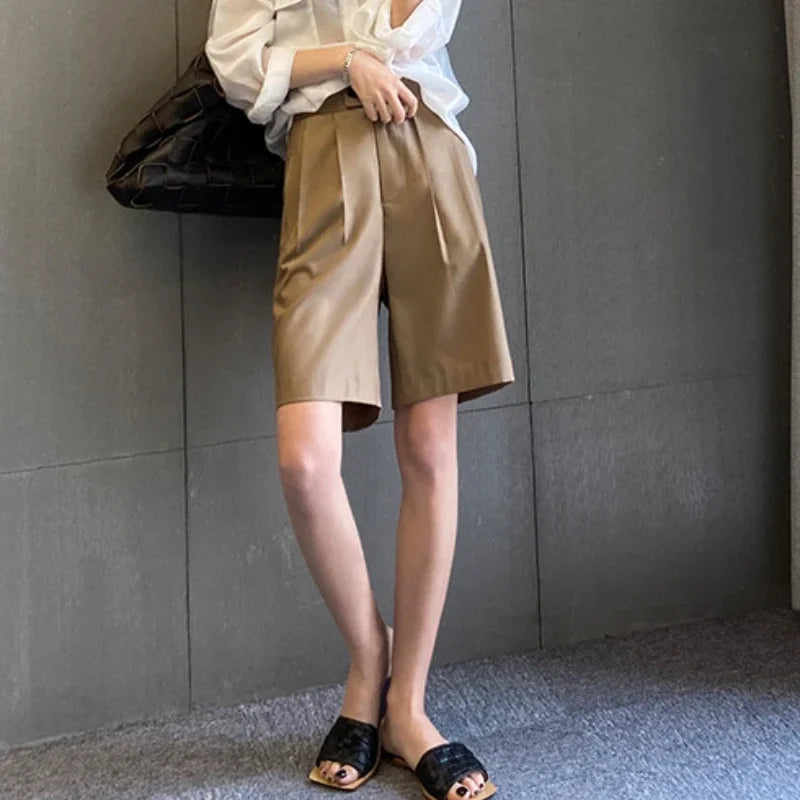 Ladies Wide Leg High Waist Office Shorts for Casual Style