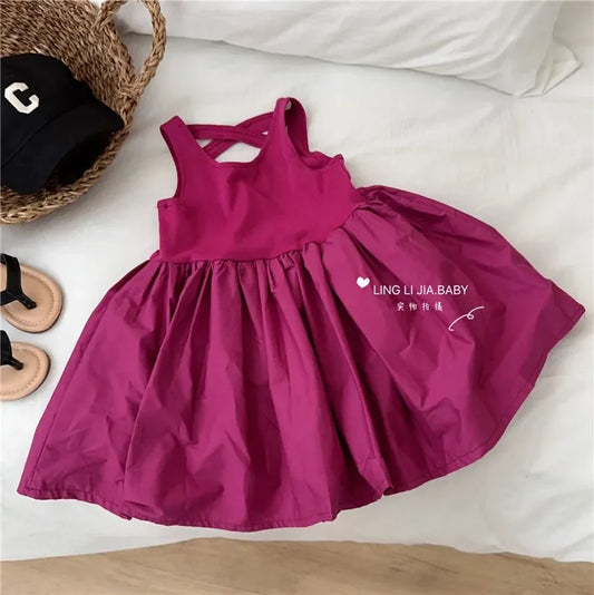 Girls Back Hollow Sleeveless Summer Casual Dress