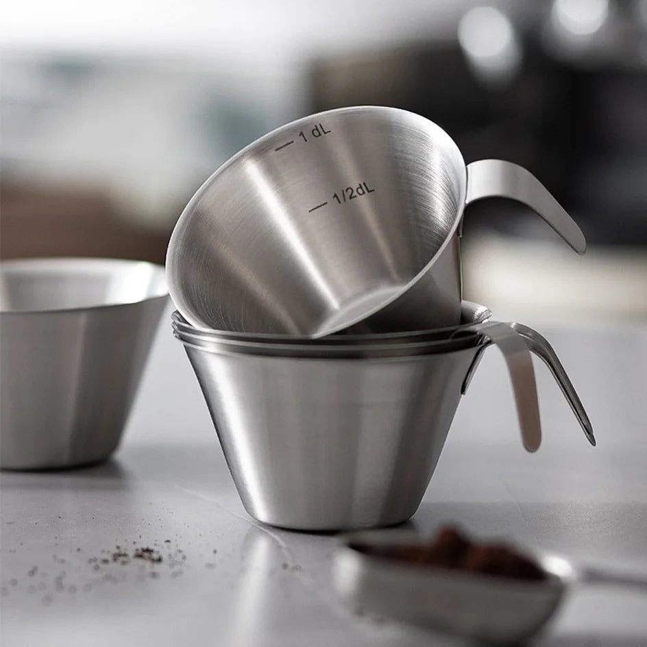 Stainless Steel Espresso Measuring Cup with Handle and Spout