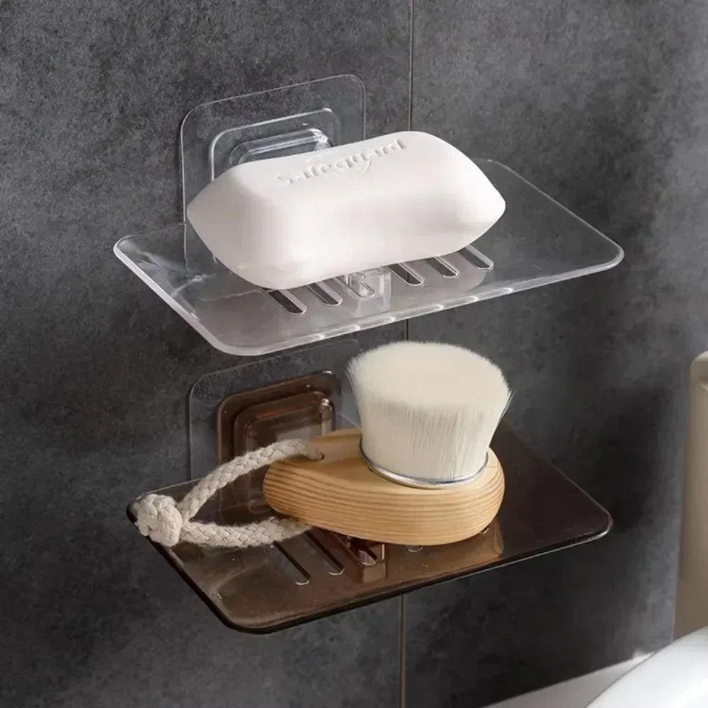 No Drilling Wall Mounted Double Layer Soap Holder Rack