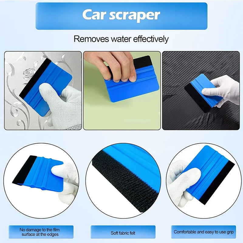 Car Vinyl Wrap Tools Automotive Film Application Kit Felt Squeegee Plastic Scraper Magnetic Holder Vinyl Knife Gripper