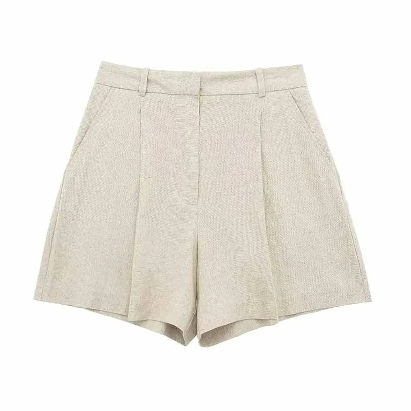 TRAFZA Women Casual Vintage Pant Suit Vest Shorts Set