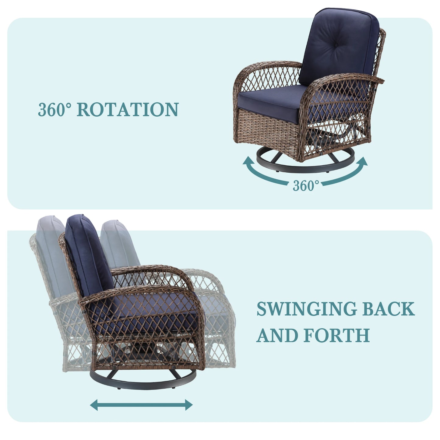 Cozy Outdoor Patio Furniture Set With Rotating Rocking Chairs