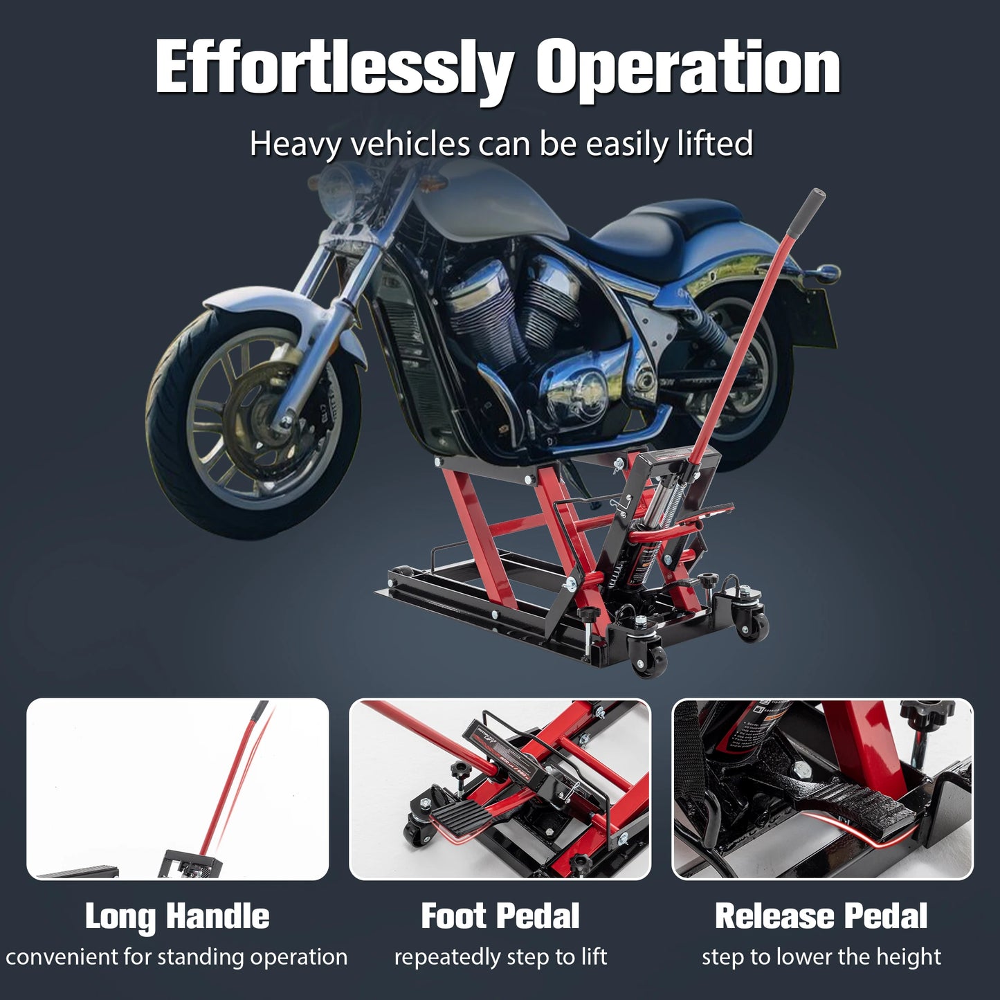 LZBEITEM Hydraulic Lift Jack 1500 LBS Motorcycle ATV Scissor Lift Table 4.5 to 15 Inches