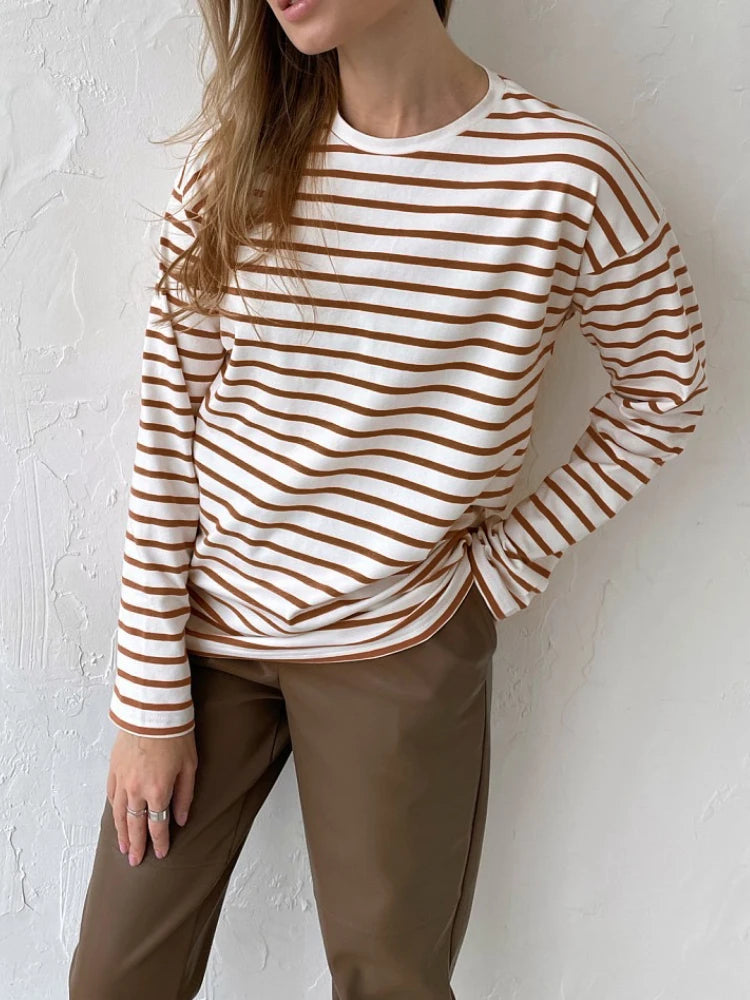 Bornladies Summer Long Sleeve Striped T Shirts for Women