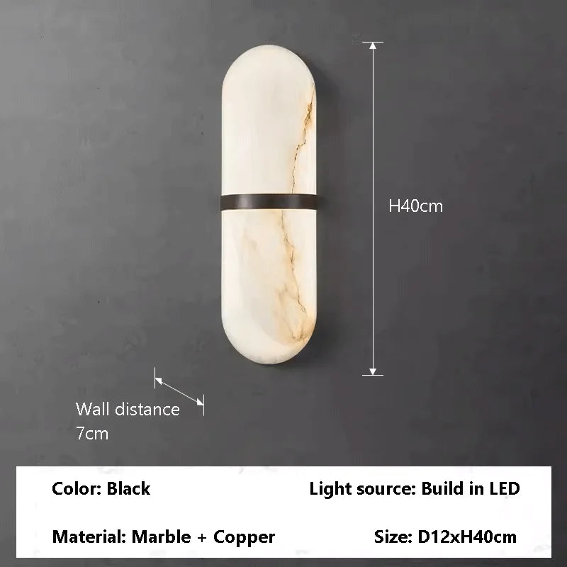 Ancister Oval Marble Wall Lamp Minimalist Modern Sconce