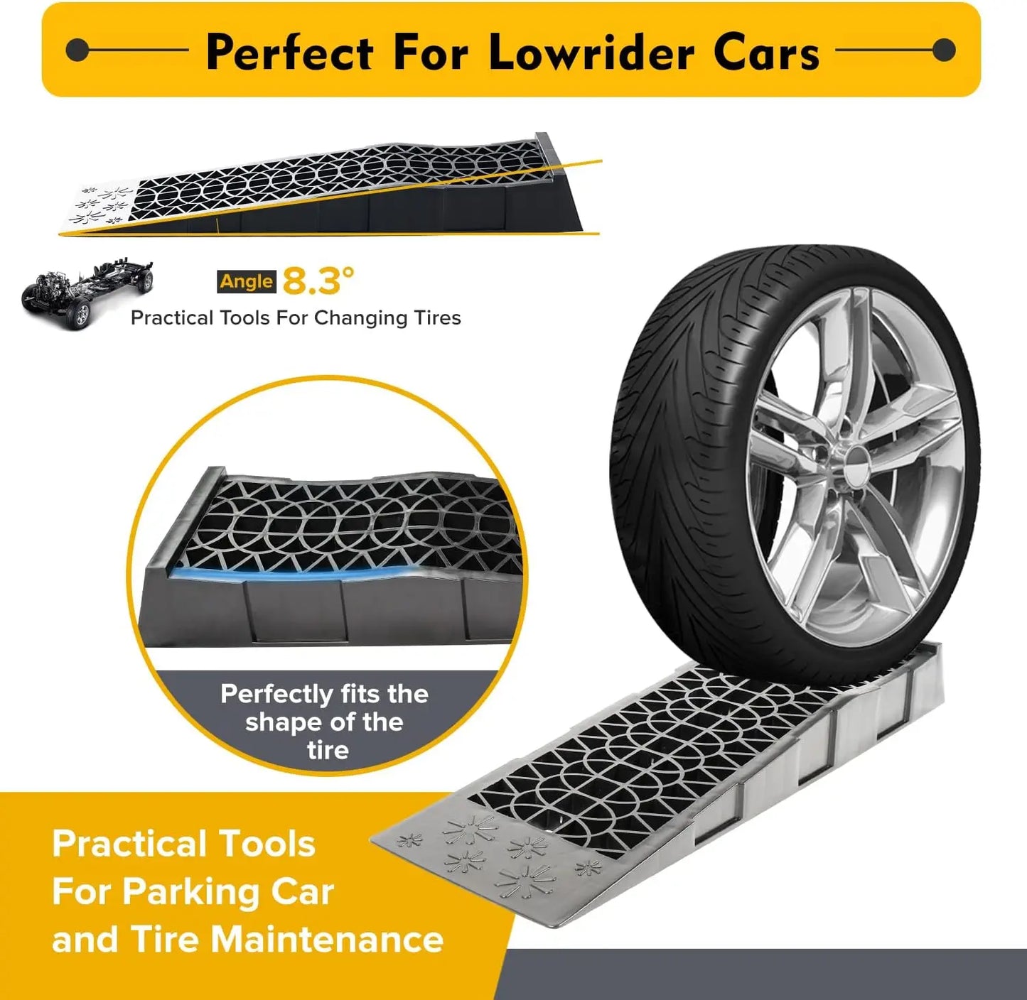 Low Profile Plastic Durable Car Service Ramps 3 Ton Pack