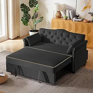 Modern 3-in-1 Convertible Sofa Bed with Swivel Side Table